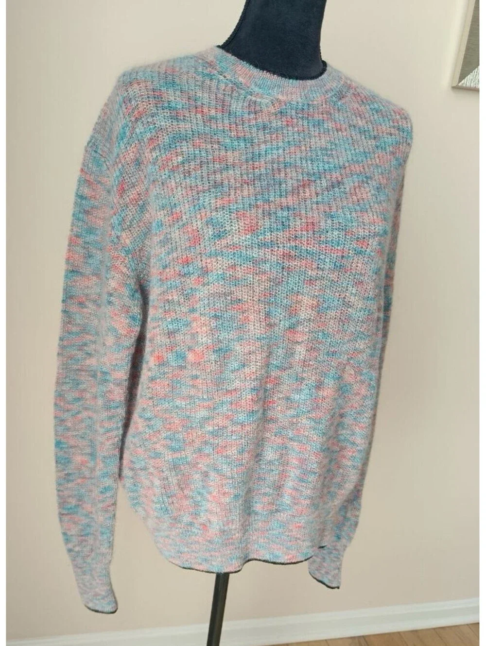 NWT Christopher Kane Womens Mohair Sweater XL Blue Knit Crew Neck Jumper Italy